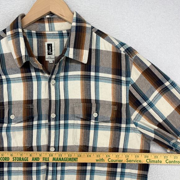 HOWE Shirt Mens L Heavy Flannel Western Plaid Button Up Workshirt Cotton Brown - Picture 13 of 15